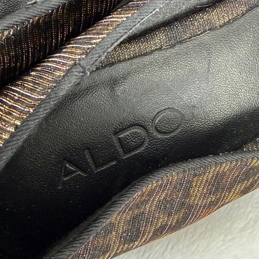 ALDO Leopard Print Metallic Pointed Toe Flats‎ Gold Bronze Size 9 Womens
